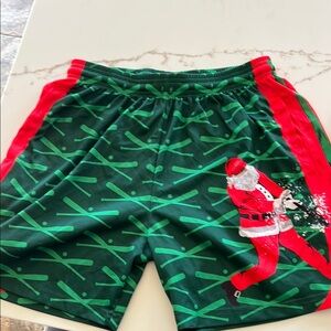Men’s size small S baseball Christmas shorts Green and Red Santa Men's Shorts